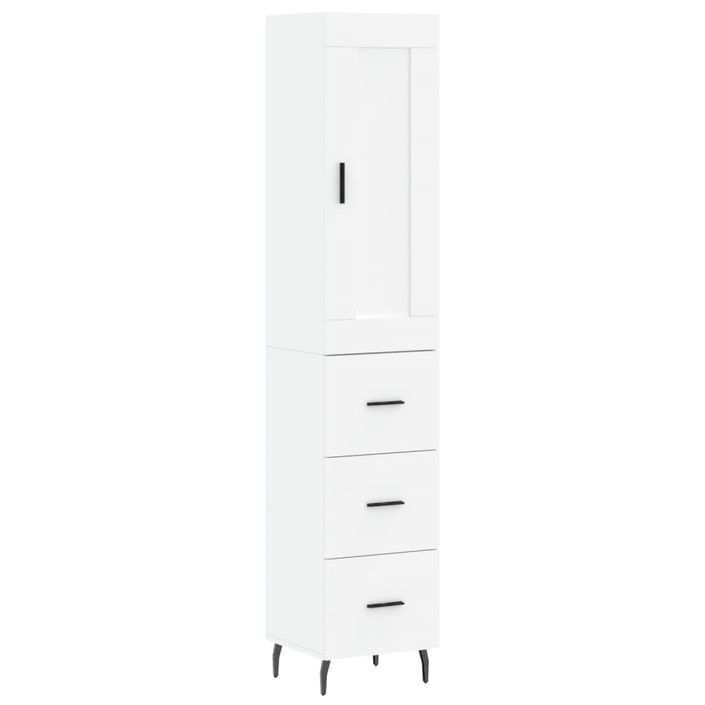 Buffet haut Blanc 34,5x34x180 cm Bois d'ingénierie - Photo n°1