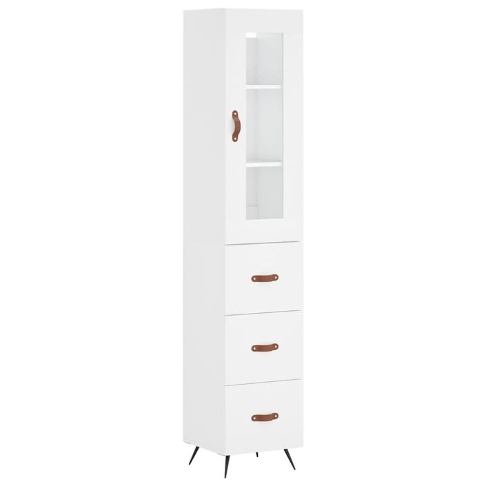 Buffet haut Blanc 34,5x34x180 cm Bois d'ingénierie - Photo n°1