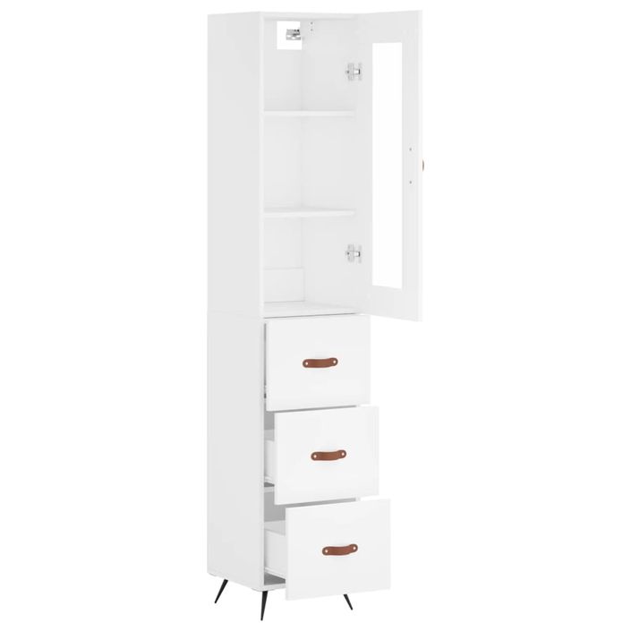 Buffet haut Blanc 34,5x34x180 cm Bois d'ingénierie - Photo n°4