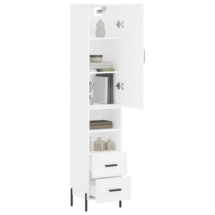 Buffet haut Blanc 34,5x34x180 cm Bois d'ingénierie - Photo n°3