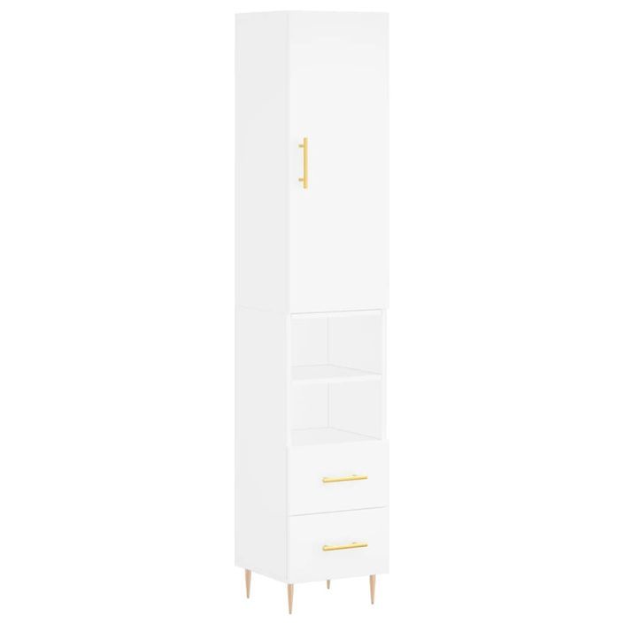 Buffet haut Blanc 34,5x34x180 cm Bois d'ingénierie - Photo n°1