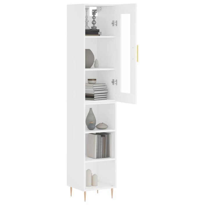 Buffet haut Blanc 34,5x34x180 cm Bois d'ingénierie - Photo n°3