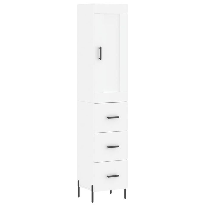 Buffet haut Blanc 34,5x34x180 cm Bois d'ingénierie - Photo n°1