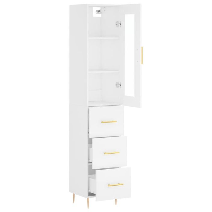 Buffet haut Blanc 34,5x34x180 cm Bois d'ingénierie - Photo n°4