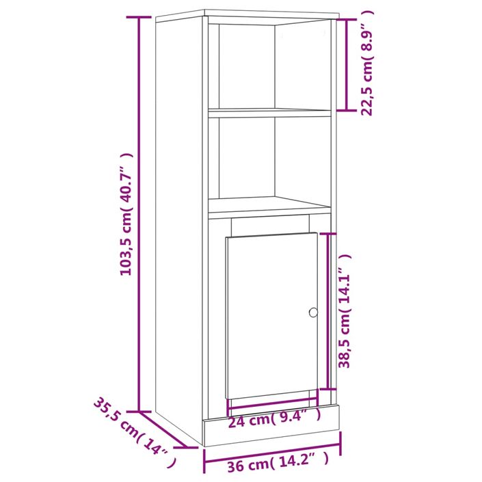 Buffet haut blanc 36x35,5x103,5 cm bois d'ingénierie - Photo n°10