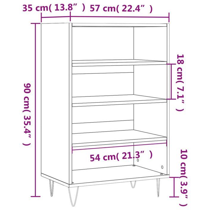 Buffet haut blanc 57x35x90 cm bois d'ingénierie - Photo n°9