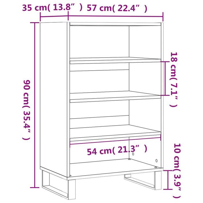 Buffet haut blanc 57x35x90 cm bois d'ingénierie - Photo n°9