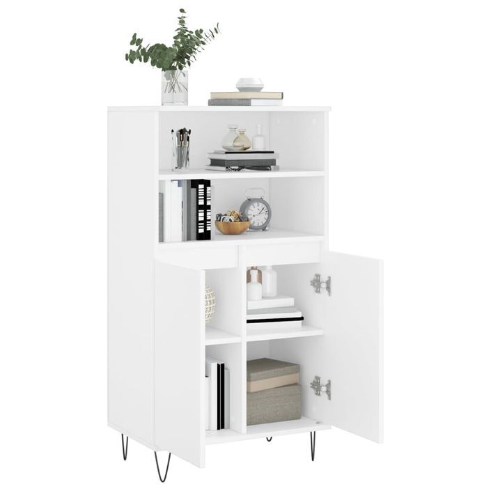 Buffet haut Blanc 60x36x110 cm Bois d'ingénierie - Photo n°4