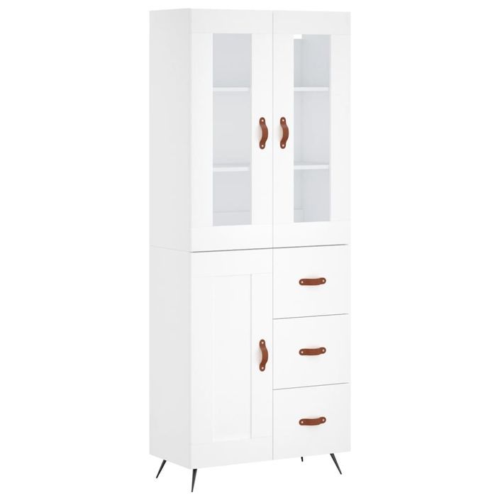 Buffet haut Blanc 69,5x34x180 cm Bois d'ingénierie - Photo n°1