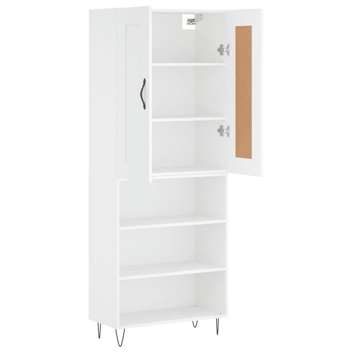 Buffet haut Blanc 69,5x34x180 cm Bois d'ingénierie - Photo n°4