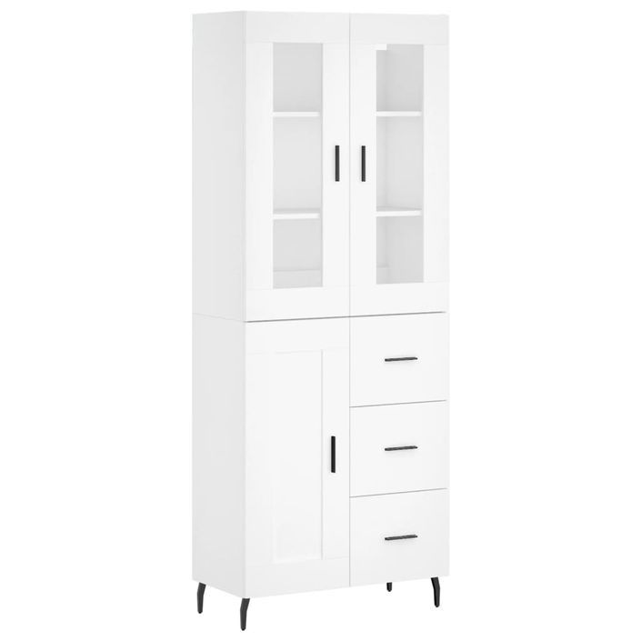 Buffet haut Blanc 69,5x34x180 cm Bois d'ingénierie - Photo n°1