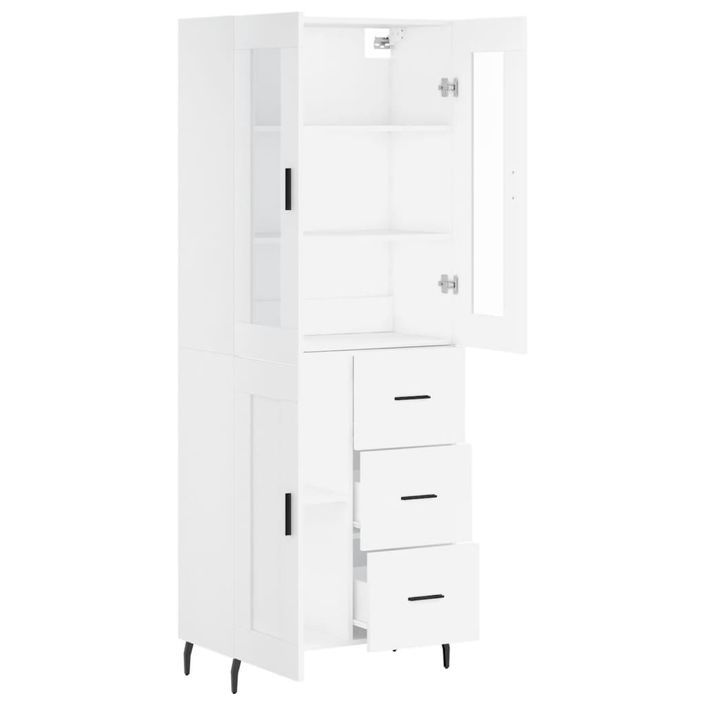 Buffet haut Blanc 69,5x34x180 cm Bois d'ingénierie - Photo n°4