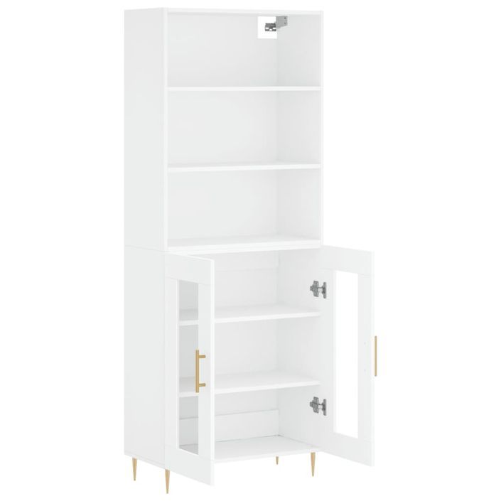 Buffet haut Blanc 69,5x34x180 cm Bois d'ingénierie - Photo n°4