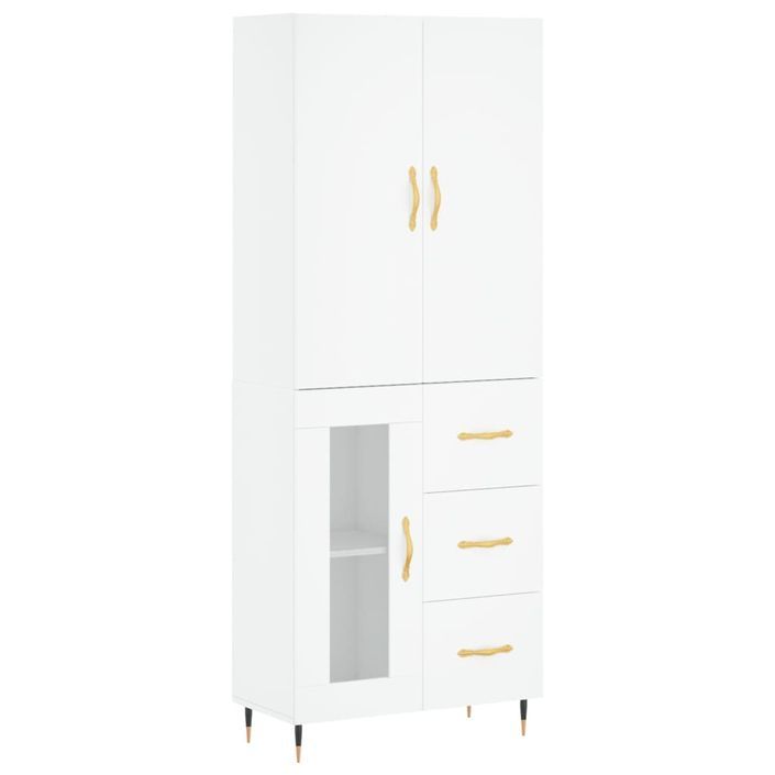 Buffet haut Blanc 69,5x34x180 cm Bois d'ingénierie - Photo n°1