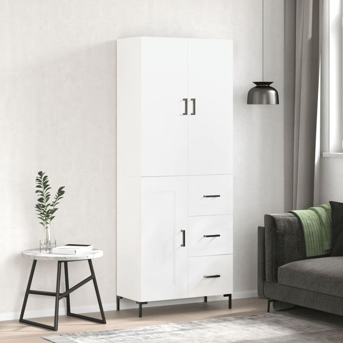 Buffet haut Blanc 69,5x34x180 cm Bois d'ingénierie - Photo n°2