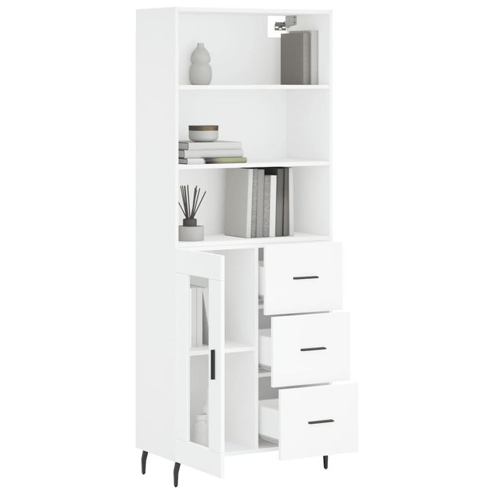 Buffet haut Blanc 69,5x34x180 cm Bois d'ingénierie - Photo n°3