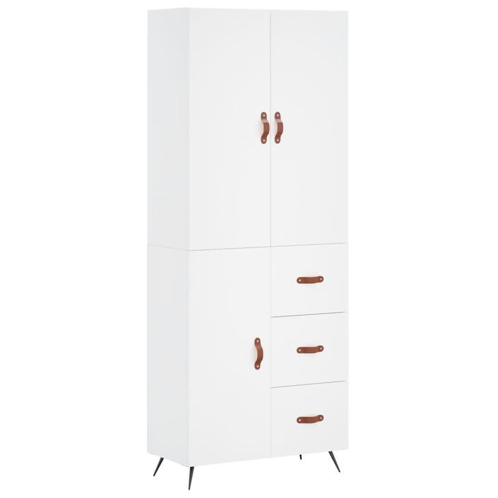 Buffet haut Blanc 69,5x34x180 cm Bois d'ingénierie - Photo n°1