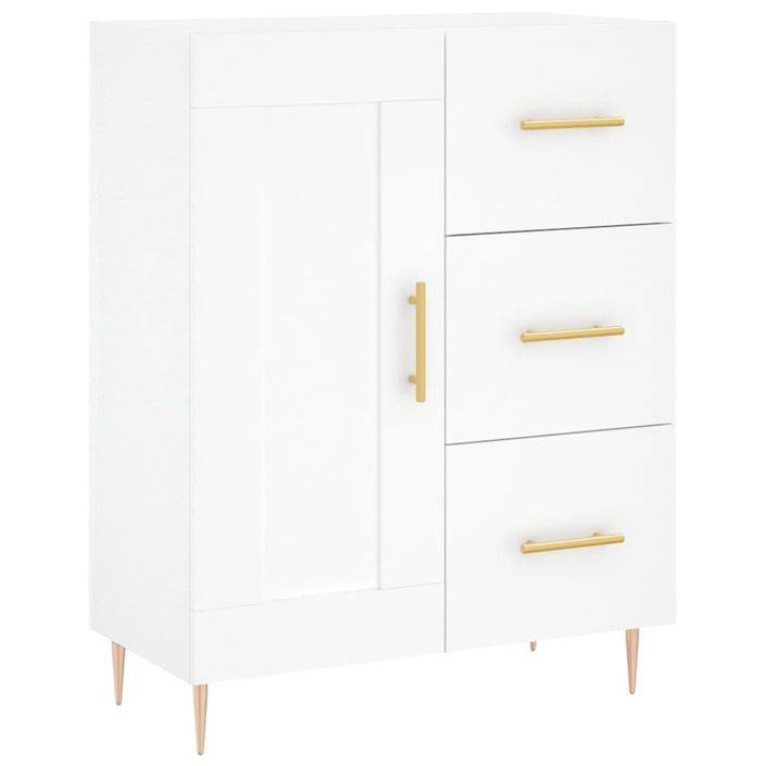 Buffet haut Blanc 69,5x34x180 cm Bois d'ingénierie - Photo n°7