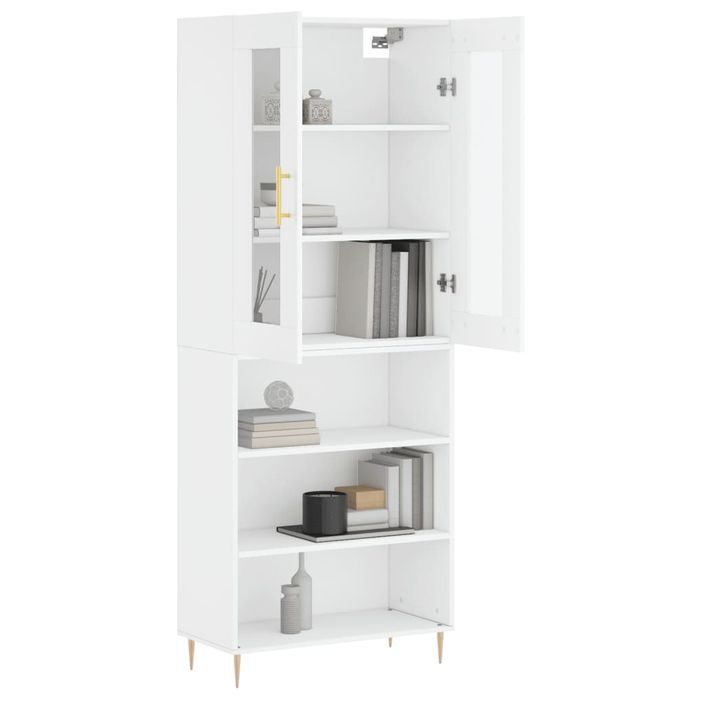 Buffet haut Blanc 69,5x34x180 cm Bois d'ingénierie - Photo n°3