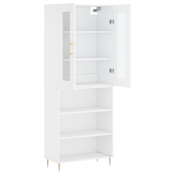 Buffet haut Blanc 69,5x34x180 cm Bois d'ingénierie - Photo n°4