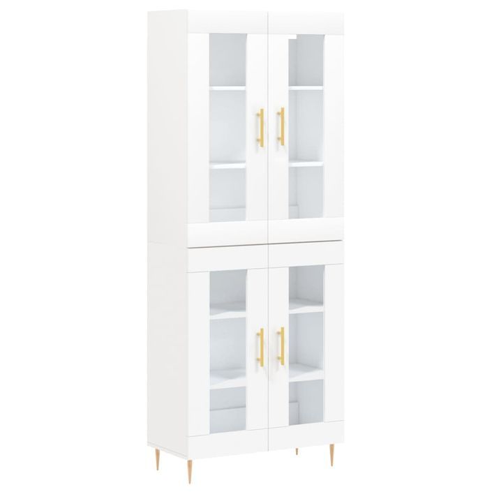 Buffet haut Blanc 69,5x34x180 cm Bois d'ingénierie - Photo n°1