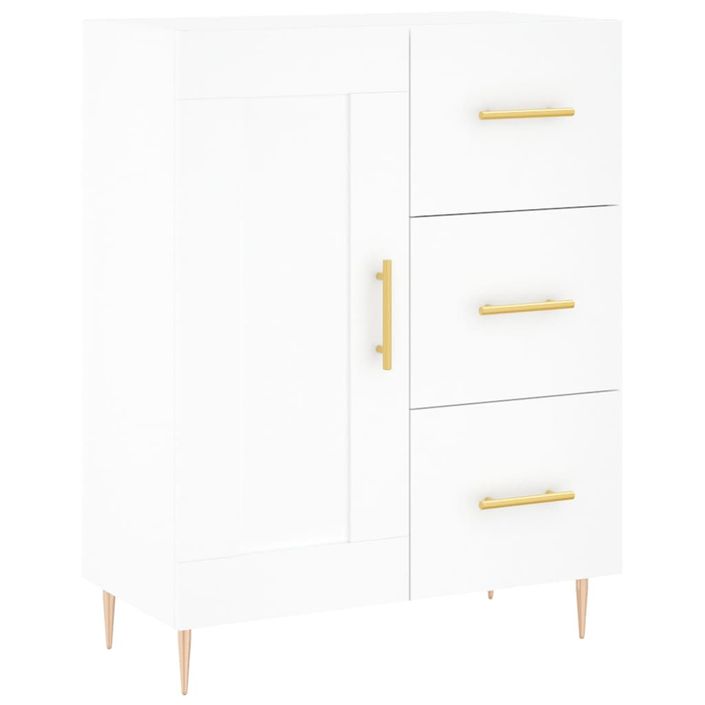 Buffet haut Blanc 69,5x34x180 cm Bois d'ingénierie - Photo n°7