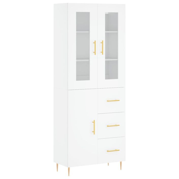 Buffet haut Blanc 69,5x34x180 cm Bois d'ingénierie - Photo n°1