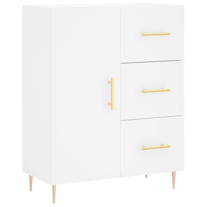 Buffet haut Blanc 69,5x34x180 cm Bois d'ingénierie - Photo n°7