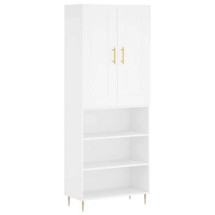 Buffet haut Blanc 69,5x34x180 cm Bois d'ingénierie - Photo n°1