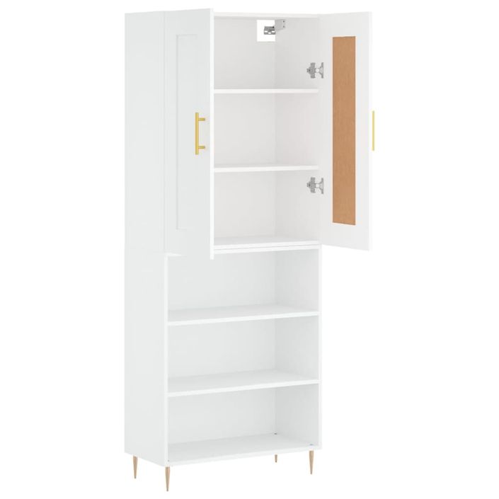 Buffet haut Blanc 69,5x34x180 cm Bois d'ingénierie - Photo n°4