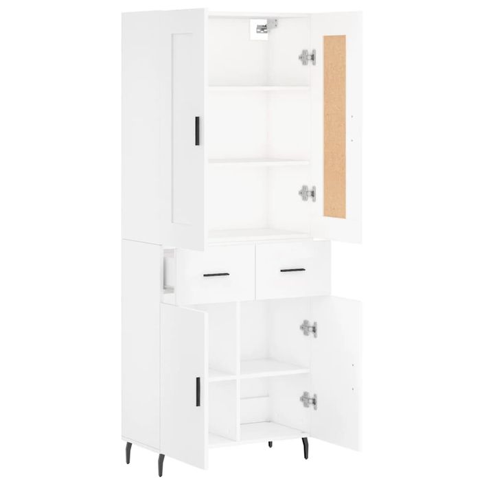 Buffet haut Blanc 69,5x34x180 cm Bois d'ingénierie - Photo n°4