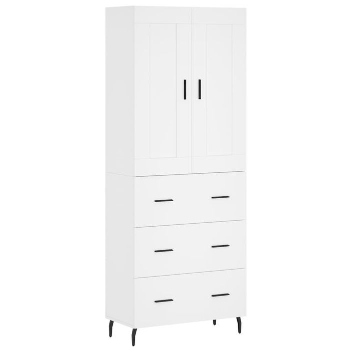 Buffet haut Blanc 69,5x34x180 cm Bois d'ingénierie - Photo n°1