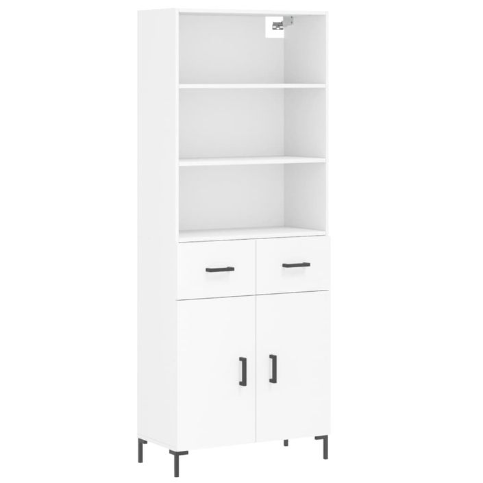 Buffet haut Blanc 69,5x34x180 cm Bois d'ingénierie - Photo n°1