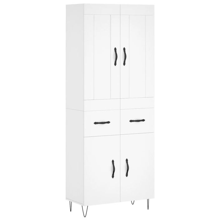 Buffet haut Blanc 69,5x34x180 cm Bois d'ingénierie - Photo n°1