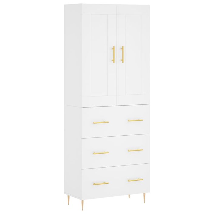 Buffet haut Blanc 69,5x34x180 cm Bois d'ingénierie - Photo n°1