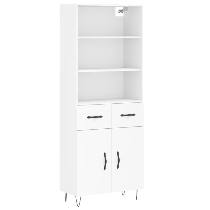 Buffet haut Blanc 69,5x34x180 cm Bois d'ingénierie - Photo n°1