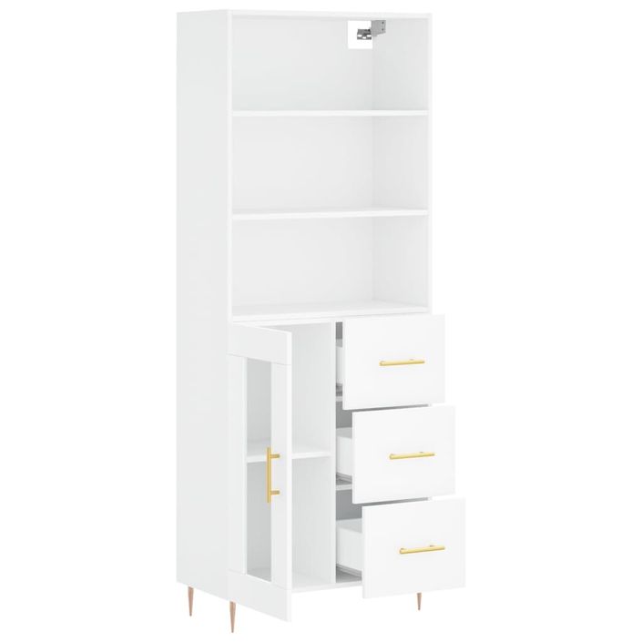 Buffet haut Blanc 69,5x34x180 cm Bois d'ingénierie - Photo n°4