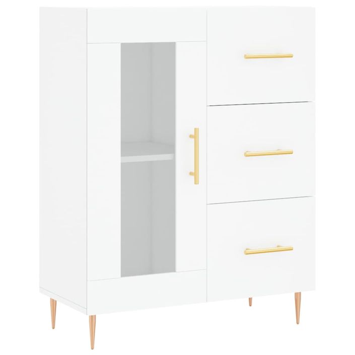 Buffet haut Blanc 69,5x34x180 cm Bois d'ingénierie - Photo n°7