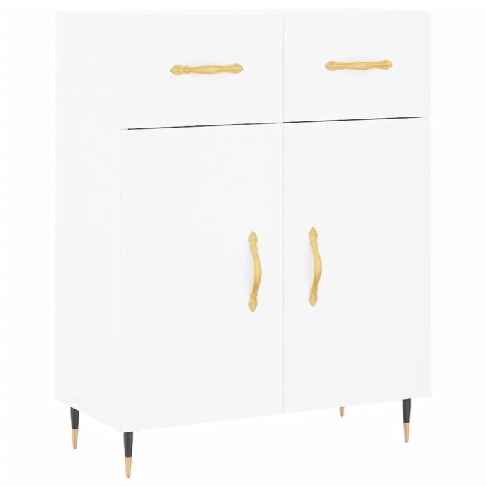 Buffet haut Blanc 69,5x34x180 cm Bois d'ingénierie - Photo n°7