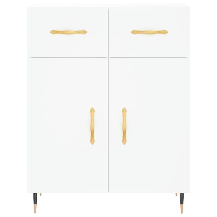 Buffet haut Blanc 69,5x34x180 cm Bois d'ingénierie - Photo n°8