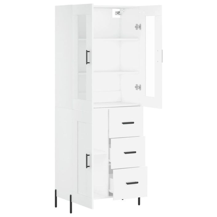 Buffet haut Blanc 69,5x34x180 cm Bois d'ingénierie - Photo n°4