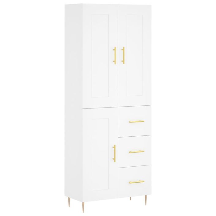 Buffet haut Blanc 69,5x34x180 cm Bois d'ingénierie - Photo n°1