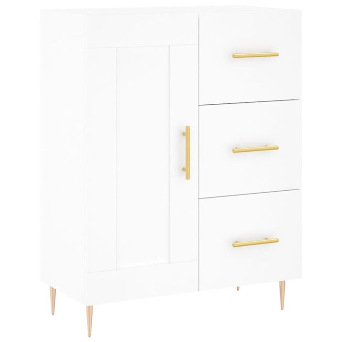 Buffet haut Blanc 69,5x34x180 cm Bois d'ingénierie - Photo n°7