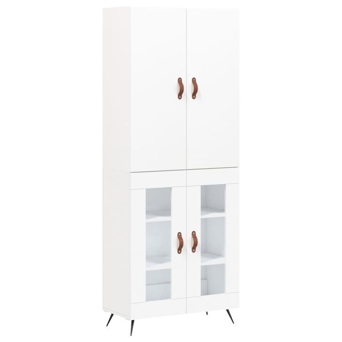 Buffet haut Blanc 69,5x34x180 cm Bois d'ingénierie - Photo n°1