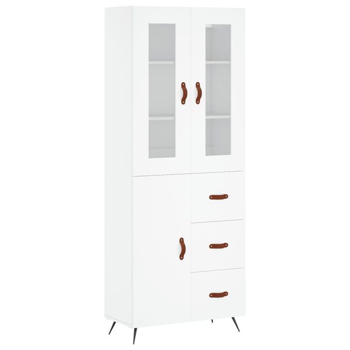 Buffet haut Blanc 69,5x34x180 cm Bois d'ingénierie - Photo n°1