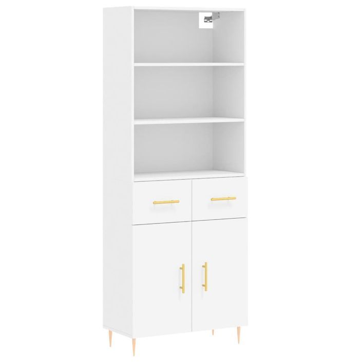 Buffet haut Blanc 69,5x34x180 cm Bois d'ingénierie - Photo n°1