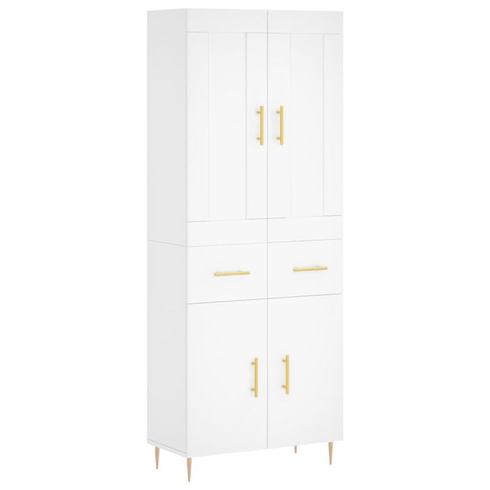 Buffet haut Blanc 69,5x34x180 cm Bois d'ingénierie - Photo n°1