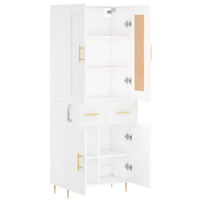 Buffet haut Blanc 69,5x34x180 cm Bois d'ingénierie - Photo n°4