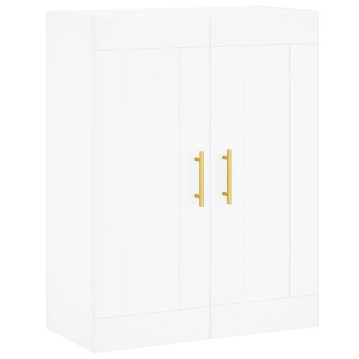 Buffet haut Blanc 69,5x34x180 cm Bois d'ingénierie - Photo n°5