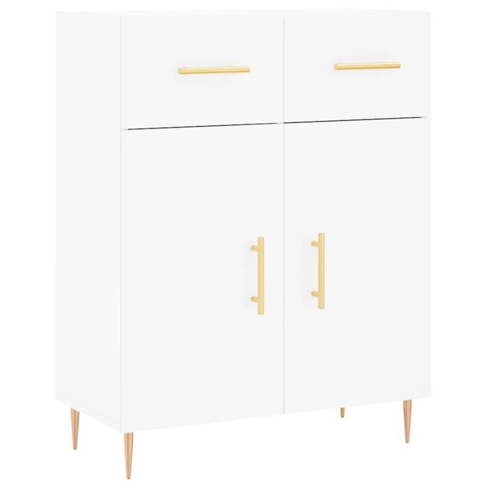 Buffet haut Blanc 69,5x34x180 cm Bois d'ingénierie - Photo n°7